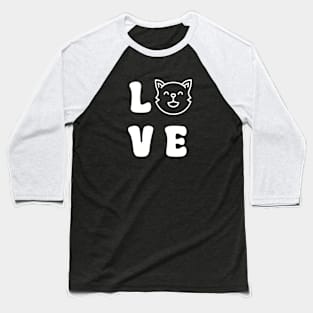 Love Cat White Baseball T-Shirt